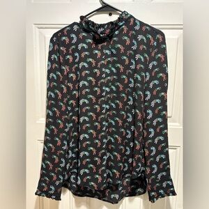 Premise Studio Black Blouse with Floral Accents